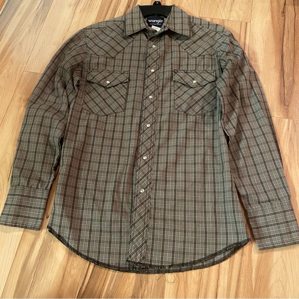 Wrangler Men’s Olive Plaid Western Shirt—S
